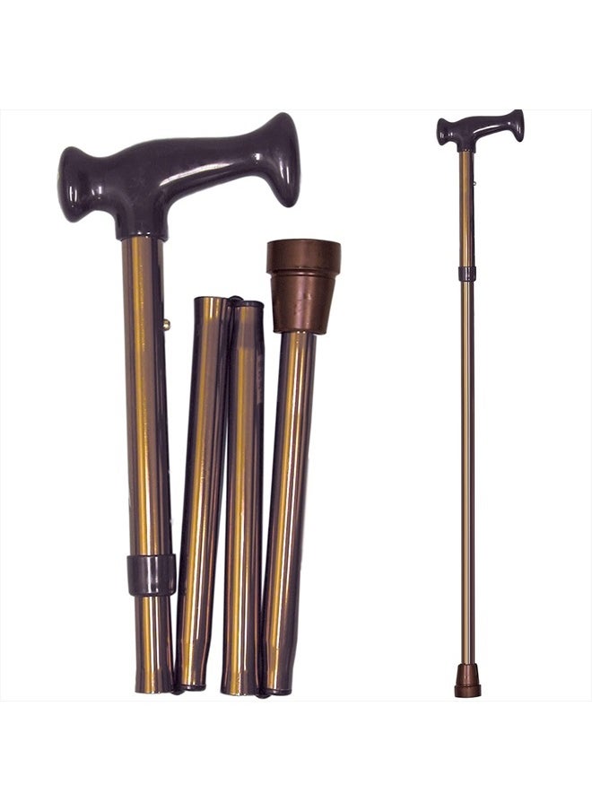 DMI Adjustable Folding Cane with Ergonomic Handle, Lightweight, Sturdy and Support up to 250 pounds, Great for Travel, Walking Stick, Bronze  - Image 1