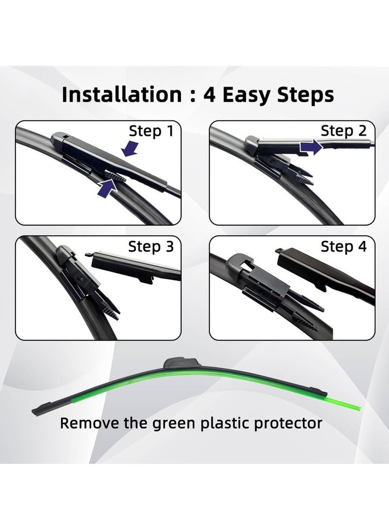 شفرات ممسحة الزجاج لسيارة نيسان كاشكاي دواليس J10 2006-2013 2012 2011 2010 مناسبة تمامًا للزجاج الامامي و الخلفي من الشافعي - Image 3