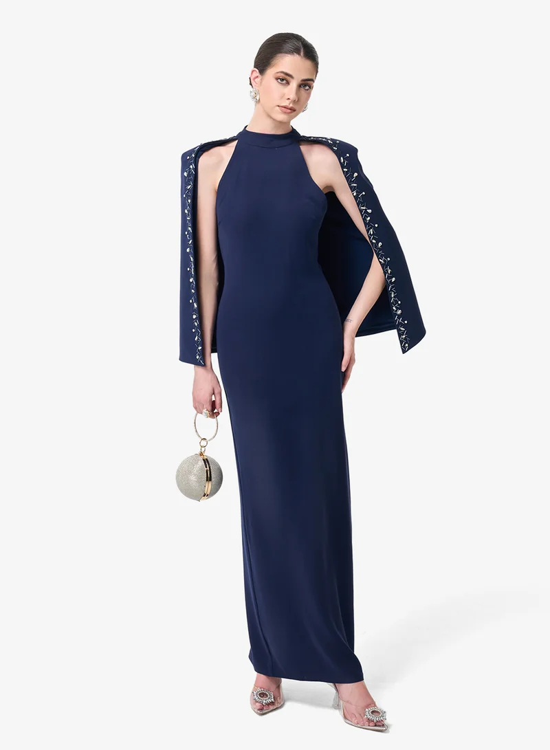 ثريدز باي اجوني فستان ماكسي ضيق بدون أكمام بتفاصيل كاب