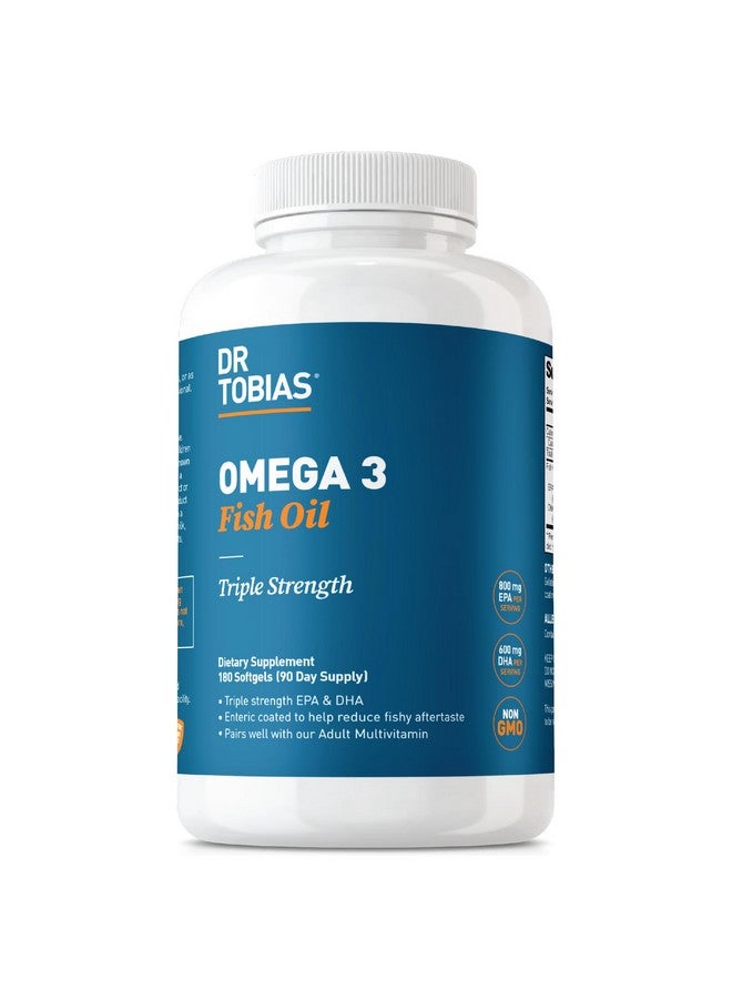Dr. Tobias Omega 3 Fish Oil, 2000mg Triple Strength with 800mg EPA 600mg DHA Per Serving, Fish Oil Omega 3 Supplements for Heart, Brain & Immune Support, 180 Softgels, 90 Servings