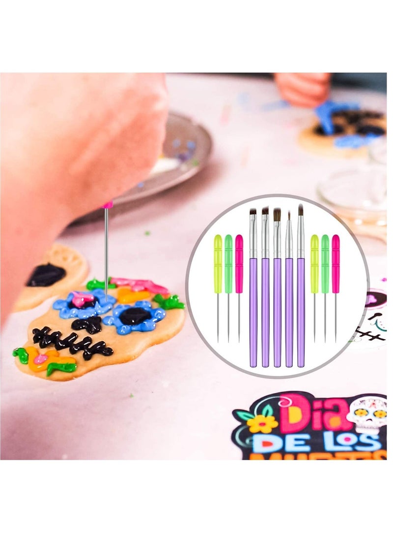 SYOSI مجموعة أدوات تزيين الكعك، 15 قطعة فرش تزيين البسكويت إبر كتابة سكر ملاعق سكر إبر مائلة ومستقيمة وملاقط لتزيين الكعك والفوندان - Image 2