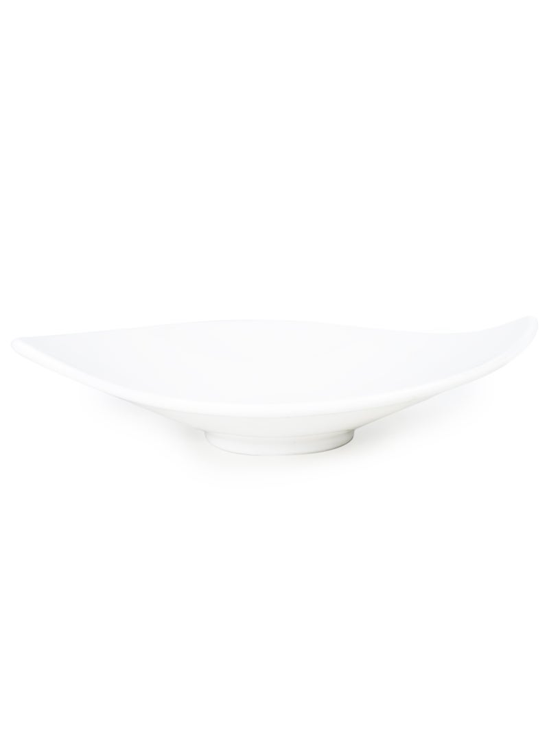 Shallow Porcelain Ceramic Serving Bowl - 12x10x4.7cm, White - Image 1