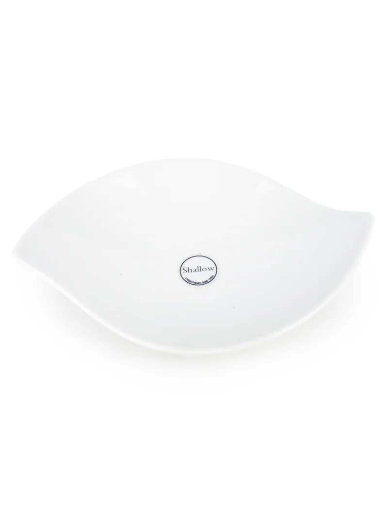 شالو Shallow Porcelain Ceramic Serving Bowl - 12x10x4.7cm, White
