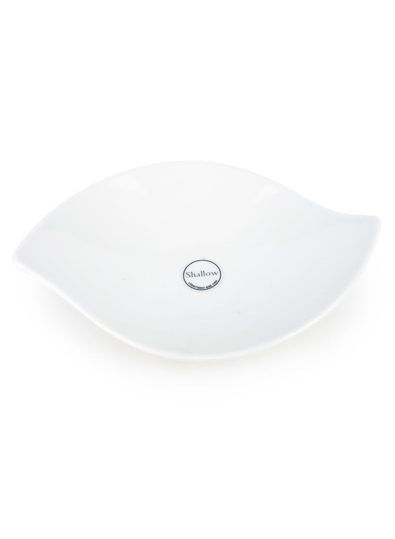 Shallow Porcelain Ceramic Serving Bowl - 12x10x4.7cm, White - Image 2