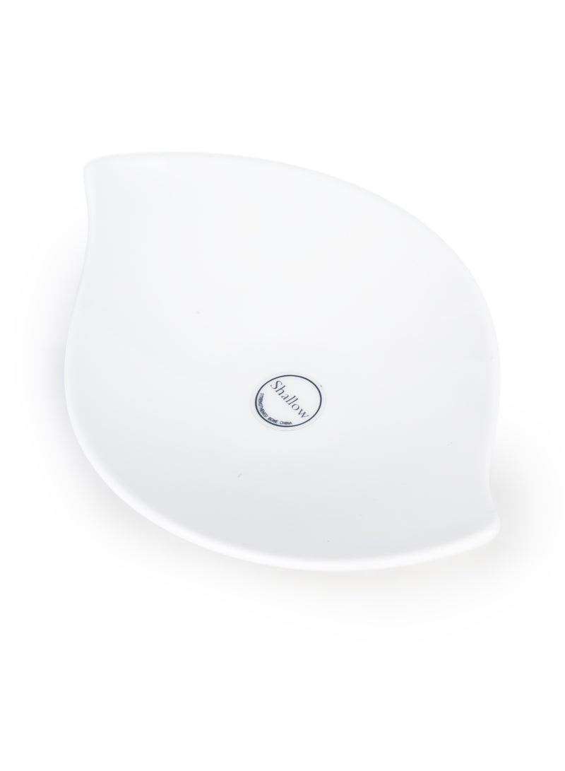 Shallow Porcelain Ceramic Serving Bowl - 12x10x4.7cm, White - Image 3