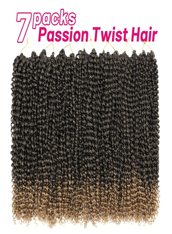 Dorsanee Ombre Honey Blonde Passion Twist Hair 18 Inch 7 Packs Water Wave Crochet Hair Long Bohemian Curly Braiding Hair for Butterfly Locs, Faux Locs, Boho Style Spring Twist Crochet Braids (T27#) - Image 2
