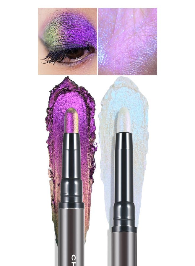 CHARMACY Multichrome 2 in 1 Cream Eyeshadow Stick, Waterproof Eye Brightener Highlighter Stick Makeup, High Pigmented, Smudge-Proof, Vegan & Cruelty-Free (#901) - Image 1