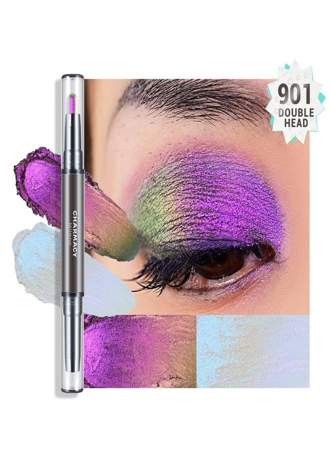 CHARMACY Multichrome 2 in 1 Cream Eyeshadow Stick, Waterproof Eye Brightener Highlighter Stick Makeup, High Pigmented, Smudge-Proof, Vegan & Cruelty-Free (#901) - Image 2