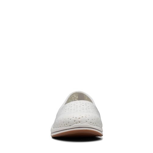 Clarks Women's Breeze Emily Loafer, White Synthetic, 8 - Image 4