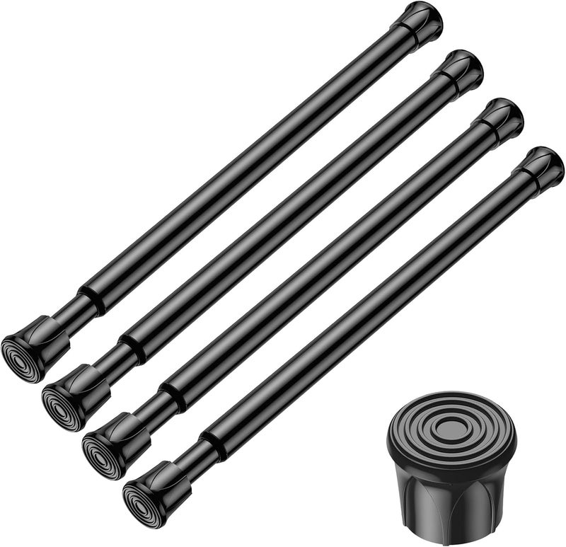 AIZESI 4PCS Small Spring Tension Curtain Rod 8 to 12 Inch, Mini DIY Tension Rods No Drill for Slim Window Sidelights Cupboard, Black - Image 1