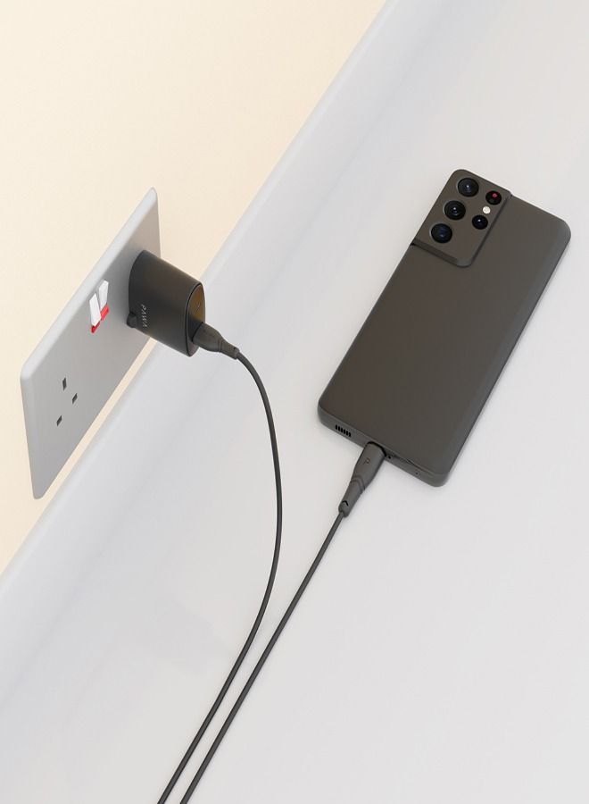 باوا كابل بيانات وشحن سريع 2.4 أمبير من مادة PVC بطول 2 متر/6.5 قدم - أسود - Image 2