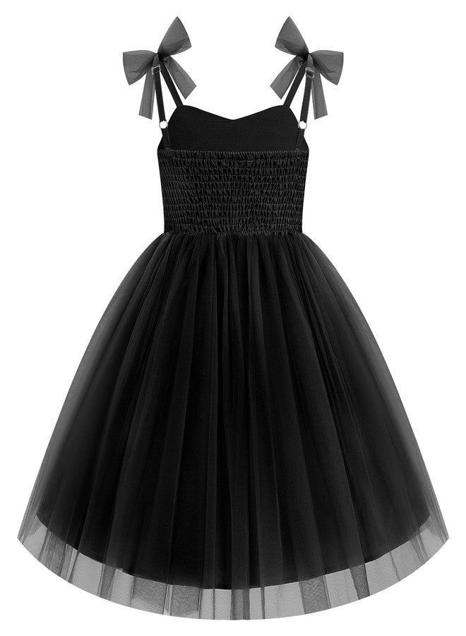 IDOPIP Toddler Girls Birthday Dress Tulle Smocked Dress Princess PageaIDOPIP Toddlent Summer Sleeveless Bowknot Sundress for First 1st 2nd 3rd Birthdays Photoshoot Party Cake Smash Black 2-3 Years - Image 3
