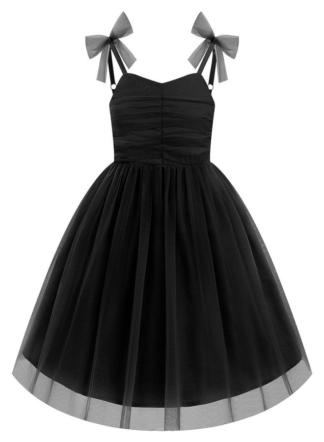 IDOPIP Toddler Girls Birthday Dress Tulle Smocked Dress Princess PageaIDOPIP Toddlent Summer Sleeveless Bowknot Sundress for First 1st 2nd 3rd Birthdays Photoshoot Party Cake Smash Black 2-3 Years - Image 1