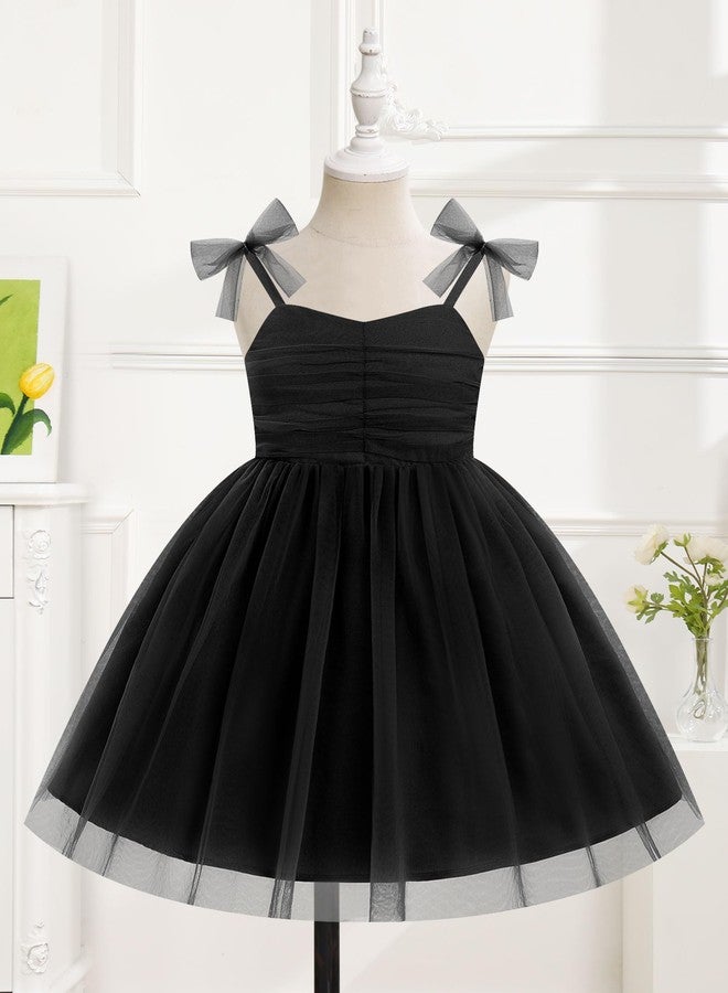 IDOPIP Toddler Girls Birthday Dress Tulle Smocked Dress Princess PageaIDOPIP Toddlent Summer Sleeveless Bowknot Sundress for First 1st 2nd 3rd Birthdays Photoshoot Party Cake Smash Black 2-3 Years - Image 2