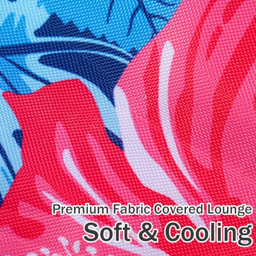Simgoing Fabric Covered Pool Float Lounge for Adults 2 in 1 Convertible Chair Lounger Large Inflatable Pool Rafts Heavy Duty Float Mattress with Quick Dry Cover Electric Air PumpHibiscus Flower - Image 5