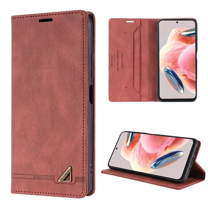 MS Silicone Phone Case for Redmi Note 14 with Shockproof and Drop Protection plus Shockproof plus Kickstand plus Strong Magnetic in Red - Image 1