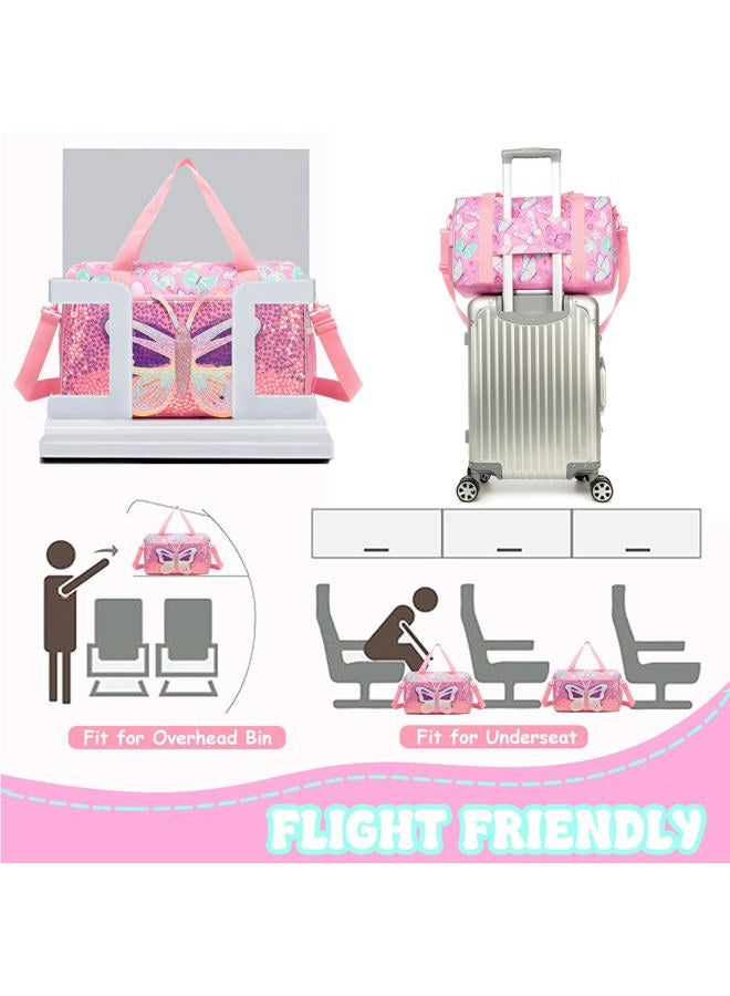 Homskiii Kids Luggage with Wheels Softside Suitcases 16" Carry on Luggage Sets Airline Approved, Pink Butterfly, Medium - Image 5