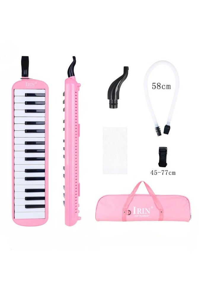 IRIN 32 Keys Piano Musical Instrument, Classroom Playing Instrument With Mouthpiece Blowpipe, Durable Harmonica Mouth Organ With Carrying  Bag, Keyboard Mouthpiece For Music Lovers Beginners, (Pink)  - Image 1