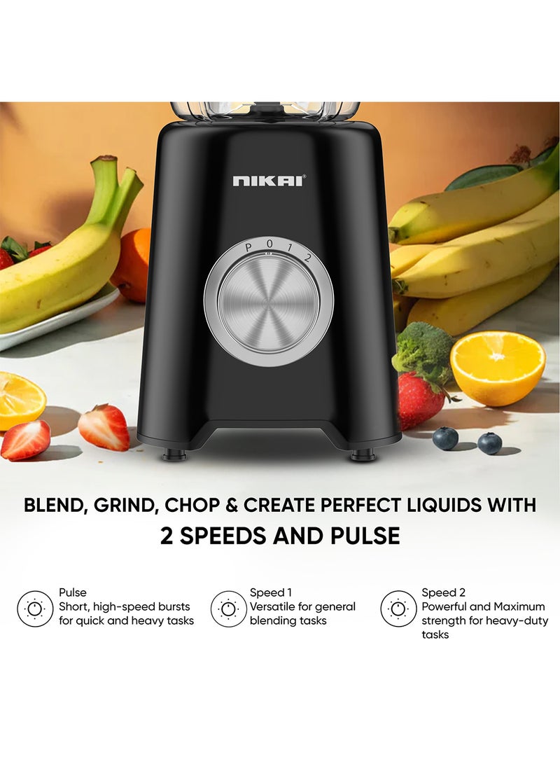 NIKAI 3-in-1 Blender with 3 Jars, 1.5 Ltr Liquid Jar, 1 Coffee Grinder  1 Meat Mincer 2 Speeds, Stainless Blades, Unbreakable Jar, Perfect for Dry & Wet Fine Grinding, Mixing & Juicing 1.5 L 600 W NB2900NA1 Black - Image 5
