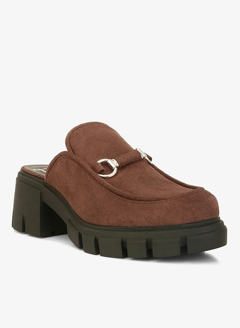 London Rag Brown Brown Velvet Slip On Loafers for Women | Best Price UAE