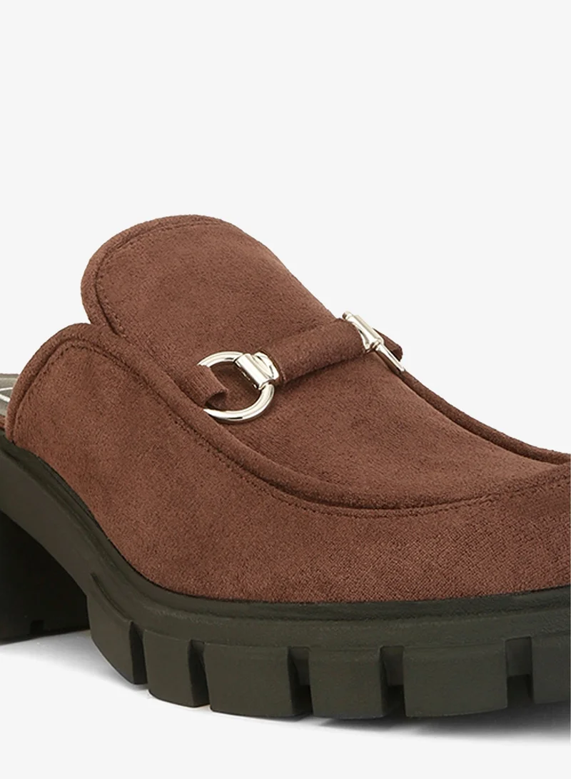 London Rag Brown Brown Velvet Slip On Loafers for Women | Best Price UAE