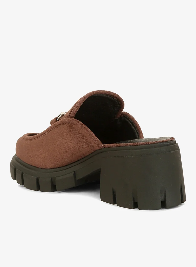 London Rag Brown Brown Velvet Slip On Loafers for Women | Best Price UAE