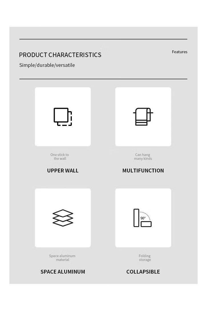 هالامين 40 سم شماعات مناشف، قابلة للطي، مثبتة على الحائط، تشمل 2 خطافات مناشف، ملحق قضيب مناشف، بدون ثقوب، تثبيت بالثقوب، للحمامات، غرف الغسيل، المطابخ، موفرة للمساحة، الحمامات، أحواض الغسيل، قوية - Image 3