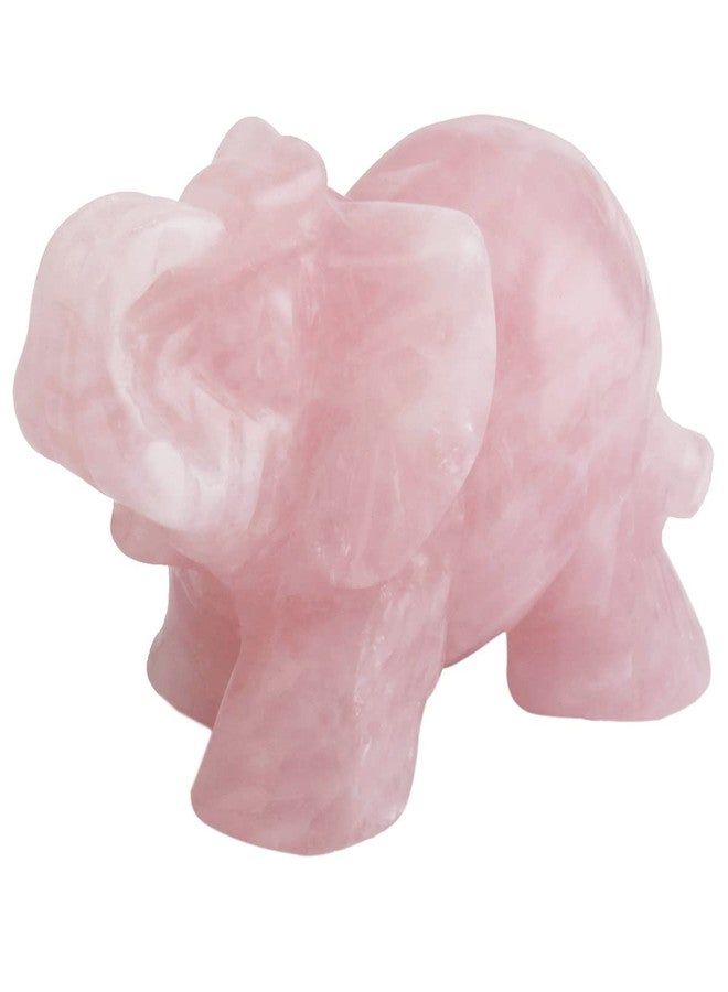 SUNYIK 1.5 Inch Rose Quartz Elephant Figurine, Healing Stone Elephant with Trunk Up Good Luck Desk Decor for Office Home - Image 1