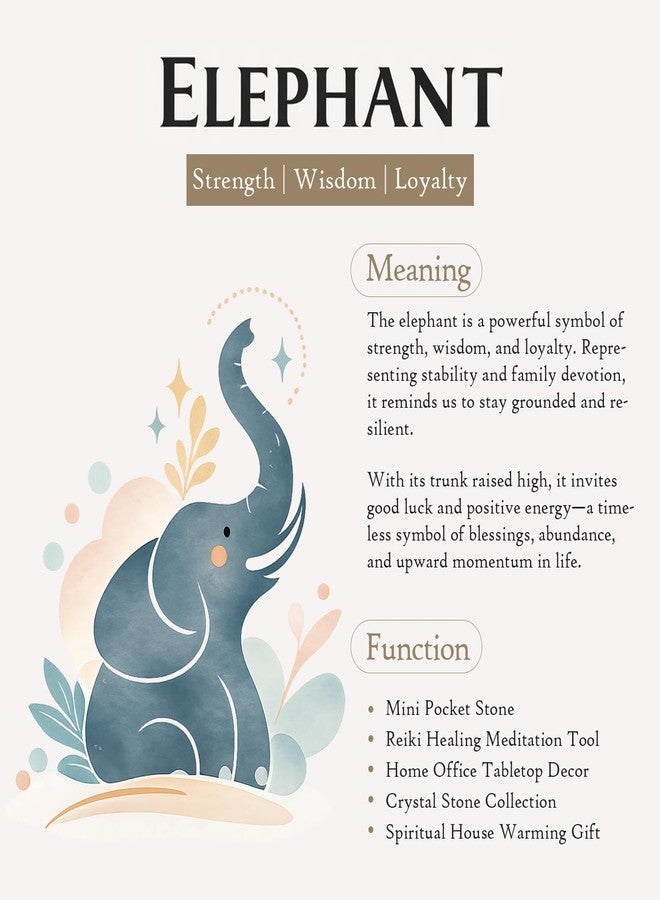 SUNYIK 1.5 Inch Rose Quartz Elephant Figurine, Healing Stone Elephant with Trunk Up Good Luck Desk Decor for Office Home - Image 3