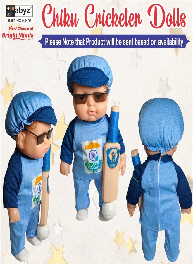 abyz Cricket Theme Sports Doll with Bat and Ball, Blue Outfit, Educational Toy for Children 3-5 Years - Image 3