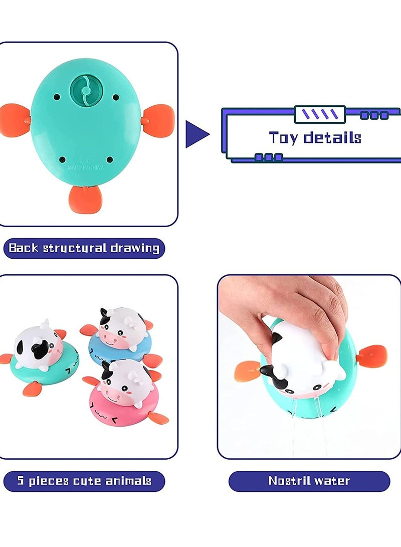 واي آند دي Baby Bath Toys for 1 Year Old Boy Gifts Toddlers 1-3 12-18 Months Pool Kids Girls Wind Up Cow Toy Bathtub Swimming 3 Pack - Image 5
