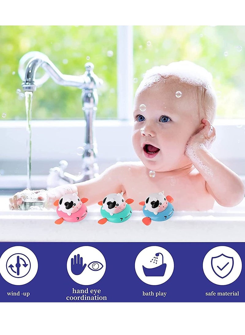 واي آند دي Baby Bath Toys for 1 Year Old Boy Gifts Toddlers 1-3 12-18 Months Pool Kids Girls Wind Up Cow Toy Bathtub Swimming 3 Pack - Image 2