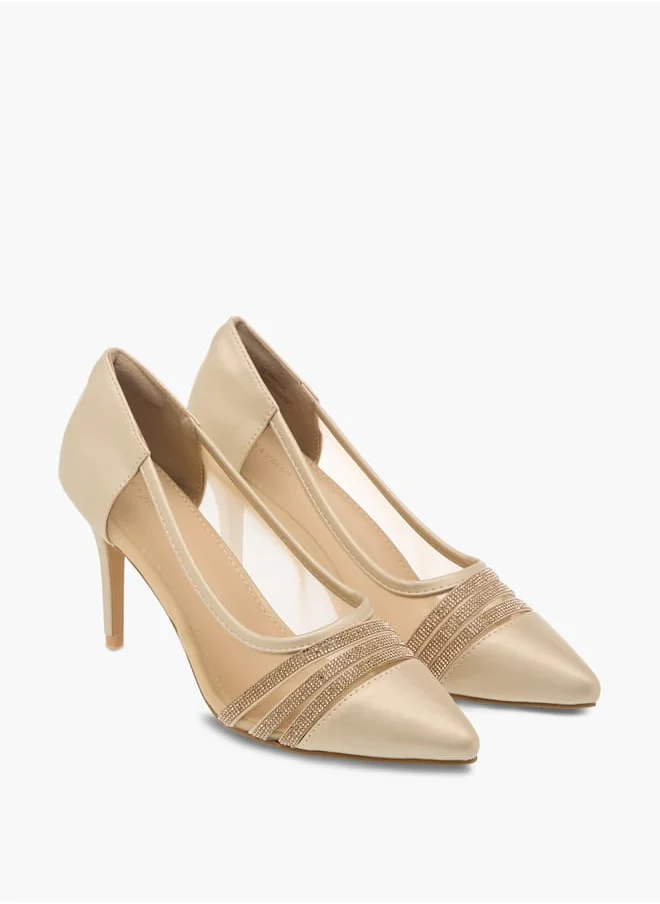 فلورا بيلا من شو إكسبرس Womens Metallic Stilettos with Rhinestones and Slip-On Closure