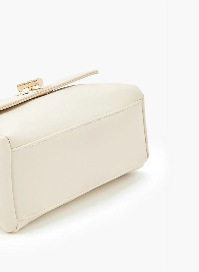 Flora Bella By Shoexpress Solid Crossbody Bag with Adjustable Strap and Twist Lock Closure