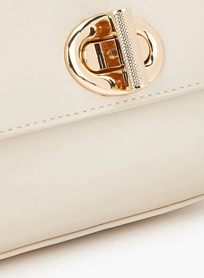 Flora Bella By Shoexpress Solid Crossbody Bag with Adjustable Strap and Twist Lock Closure