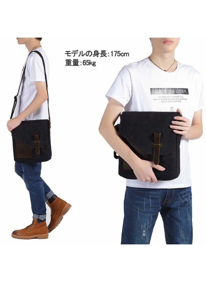 Vaschy Small Messenger Bag,VASCHY Vintage Canvas Leather Lightweight Crossbody Bag - Image 2
