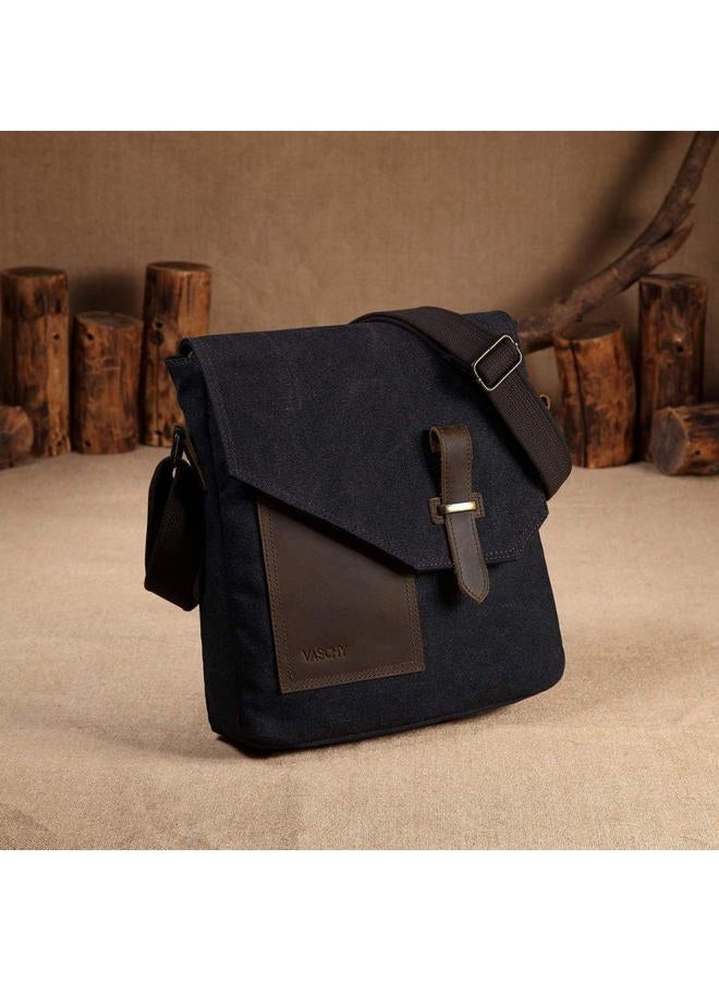 Vaschy Small Messenger Bag,VASCHY Vintage Canvas Leather Lightweight Crossbody Bag - Image 3