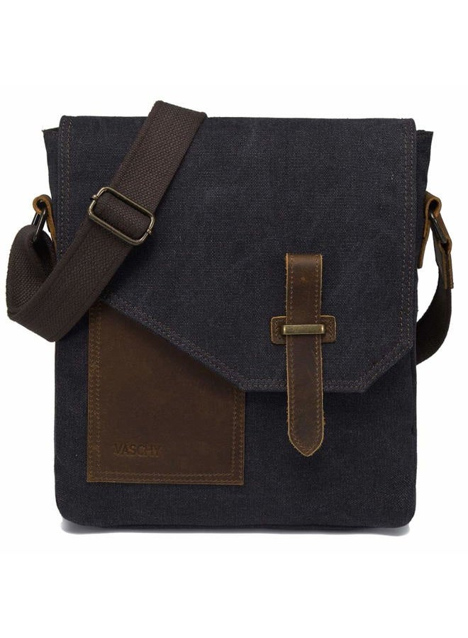 Vaschy Small Messenger Bag,VASCHY Vintage Canvas Leather Lightweight Crossbody Bag - Image 1