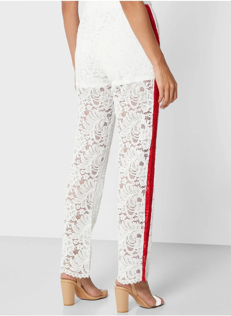 Ginger Contrast Side Paneled Lace Pants