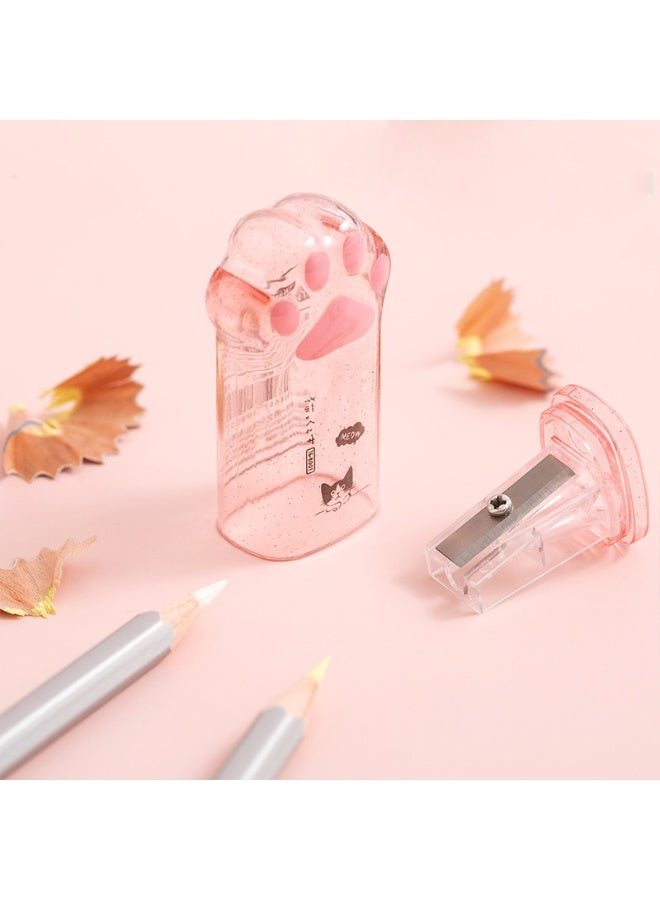 عام قطعتين مبراة أقلام يدوية لطيفة على شكل كف قط كاواي، مبراة أقلام بمخلب قط للأطفال، بألوان وردي ورمادي، مع غطاء لمستلزمات المكتب والمدرسة والمنزل. - Image 5