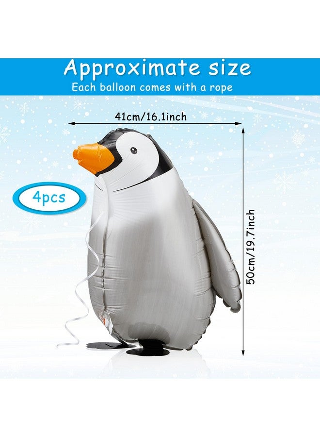 Zhanmai 4 Pcs Walking Penguin Balloons Foil Penguin Birthday Party Supplies Pet Walking Animal Helium Balloons for Baby Shower Birthday Party Decoration - Image 2
