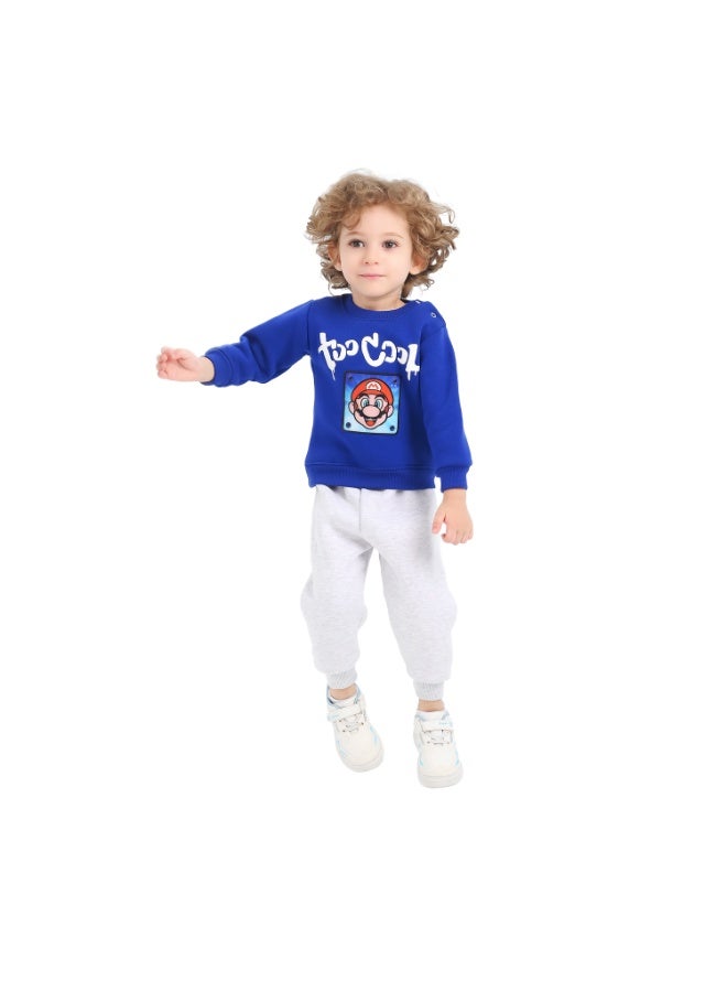 JOCKEY Baby Boy Inner Fleece Super Mario Print Winter Pajama Set - Image 1