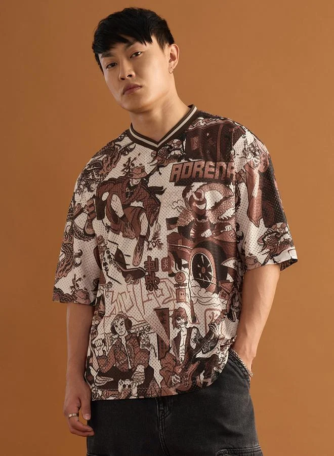 ذا سوليد ستور تيشيرت جيرسي بتصميم جرافيك مقاس كبير