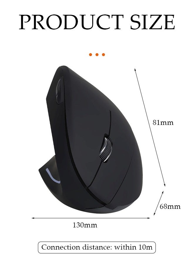Ergonomic Mouse Left Hand, 2.4G Left-Handed Wireless Vertical Mouse Ergonomic Mice, 4 Adjustable DPI (800/1200/2000/3200), Specially for Left-handers