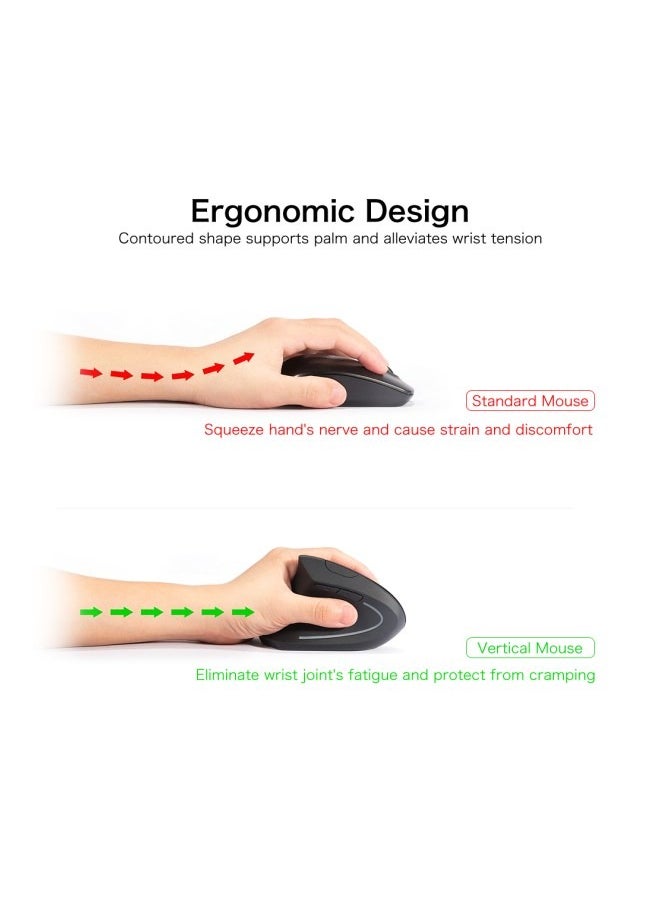 Ergonomic Mouse Left Hand, 2.4G Left-Handed Wireless Vertical Mouse Ergonomic Mice, 4 Adjustable DPI (800/1200/2000/3200), Specially for Left-handers