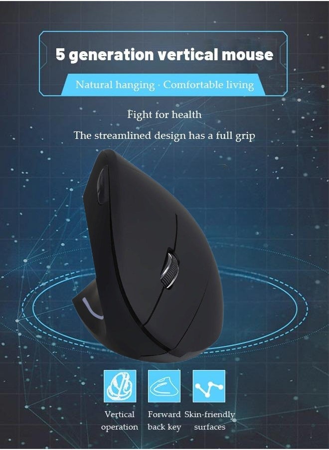 Ergonomic Mouse Left Hand, 2.4G Left-Handed Wireless Vertical Mouse Ergonomic Mice, 4 Adjustable DPI (800/1200/2000/3200), Specially for Left-handers
