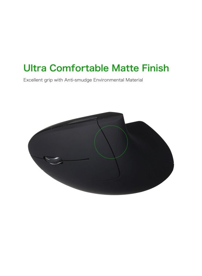 Ergonomic Mouse Left Hand, 2.4G Left-Handed Wireless Vertical Mouse Ergonomic Mice, 4 Adjustable DPI (800/1200/2000/3200), Specially for Left-handers