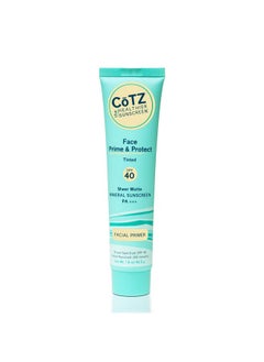 COTZ Face Prime & Protect Tinted Mineral Sunscreen and Facial Primer Broad Spectrum SPF 40; PA+++ 1.5 oz / 42.5 g.