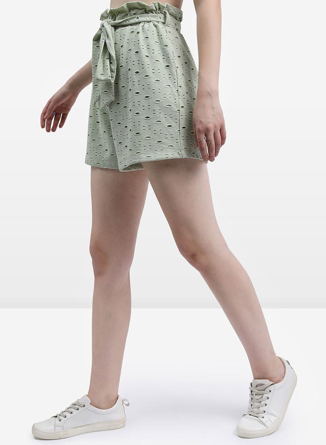 كيتش شورت كيتش شيفلي بخصر مرتفع برباط - Image 4