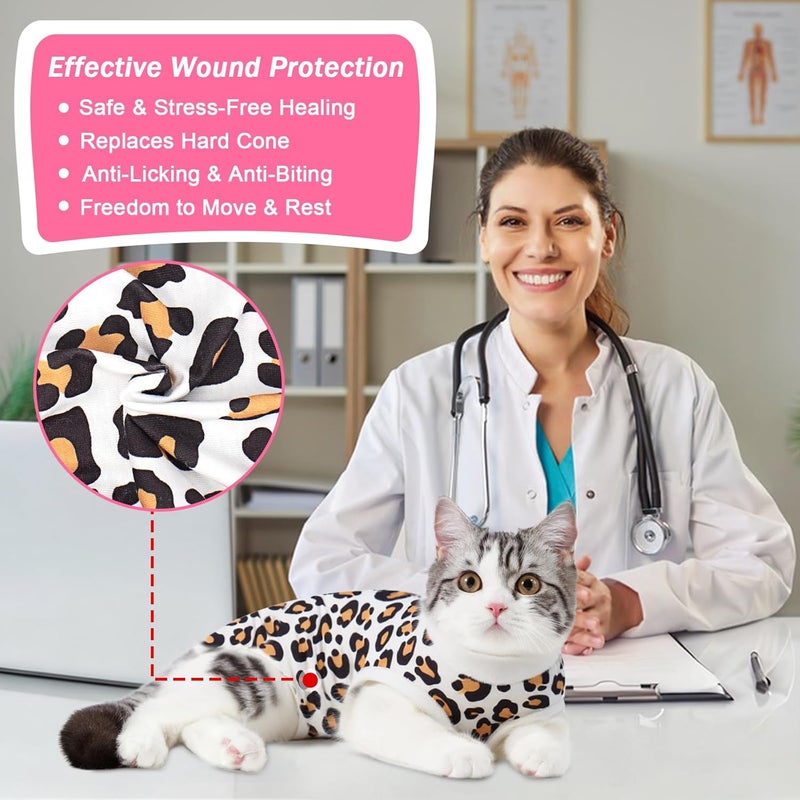 Coppthinktu Cat Recovery Suit Female Cats Onesie for Cats, Breathable Cat Surgery Suit for Surgical Abdominal Wounds Skin Diseases, Cute Kitten Spay Recovery Suit E-Collar Alternative Anti Licking - Image 2